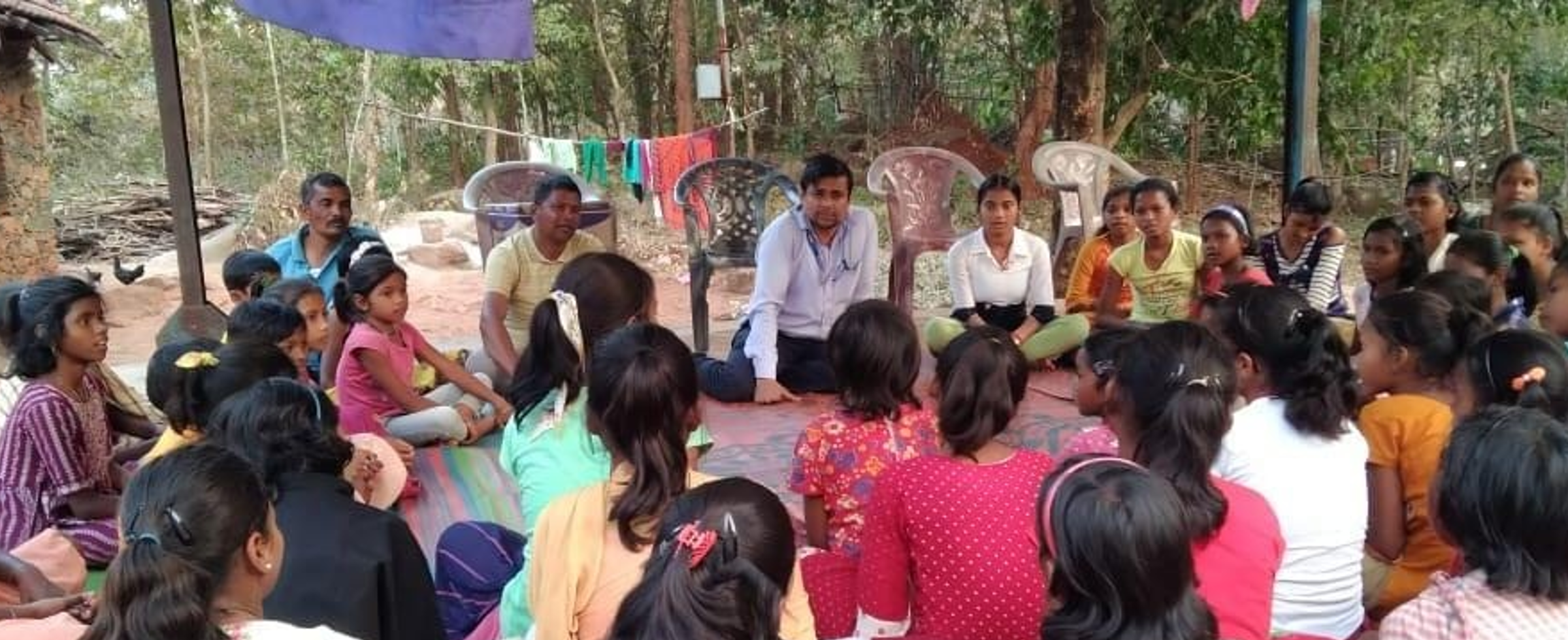 Students participating in an education project